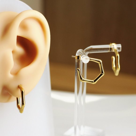 Earrings / 100% stainless steel / gold-plated / hypoallergenic - Picture 2 of 2